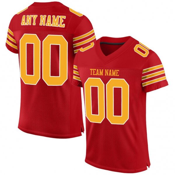 Preschool Custom Red Gold-White Mesh Authentic Football Jersey