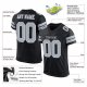 Men's Custom Black Silver-White Mesh Authentic Football Jersey