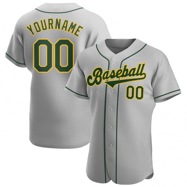 Preschool Custom Gray Green-Gold Authentic Baseball Jersey