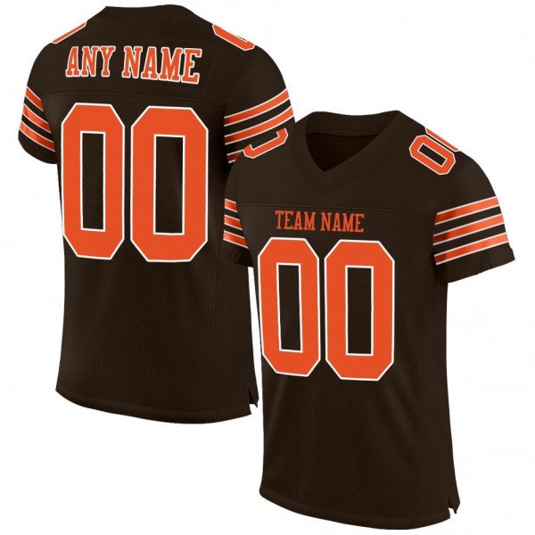 Preschool Custom Brown Orange-White Mesh Authentic Football Jersey