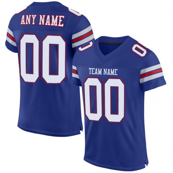 Men's Custom Royal White-Red Mesh Authentic Football Jersey