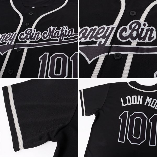 Women's Custom Black Black-Gray Authentic Baseball Jersey