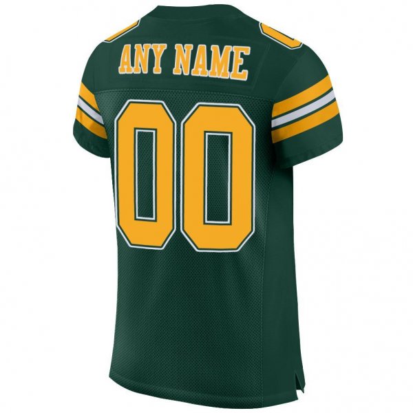 Men's Custom Green Gold-White Mesh Authentic Football Jersey