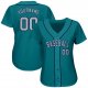 Kid's Custom Aqua Gray-Navy Authentic Baseball Jersey