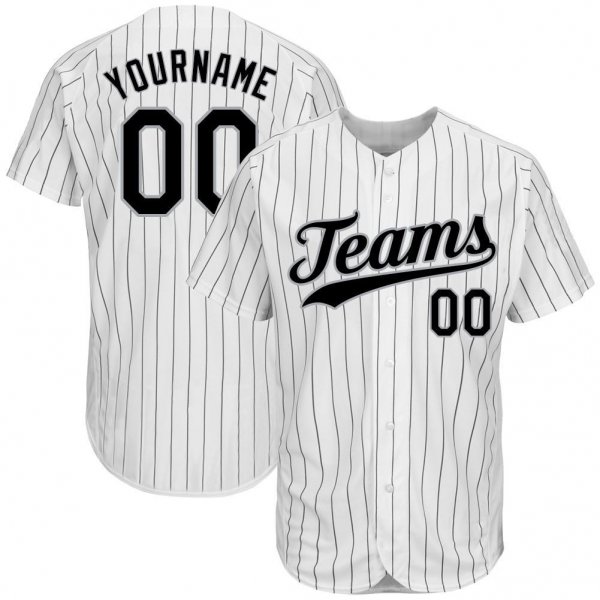 Women's Custom White Black Pinstripe Black-Gray Authentic Baseball Jersey