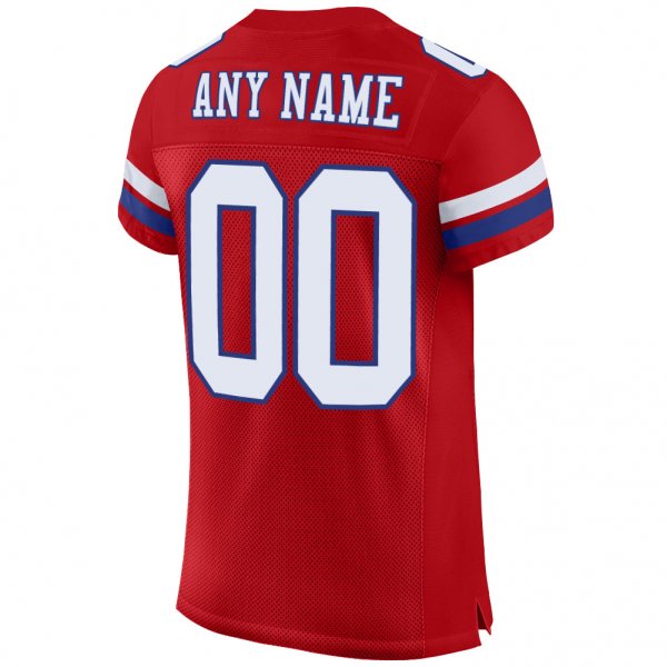 Kid's Custom Red White-Royal Mesh Authentic Football Jersey