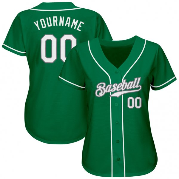 Men's Custom Kelly Green White-Gray Authentic St. Patrick's Day Baseball Jersey