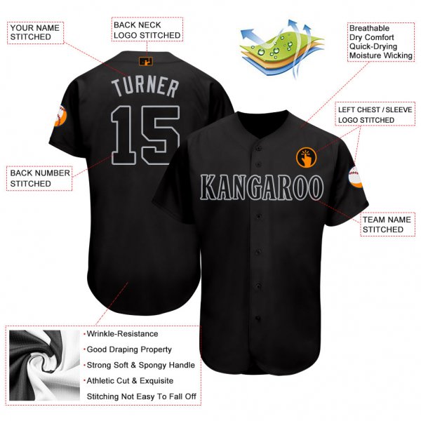 Women's Custom Black Gray Baseball Jersey