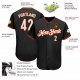 Kid's Custom Black White-Orange Authentic Baseball Jersey