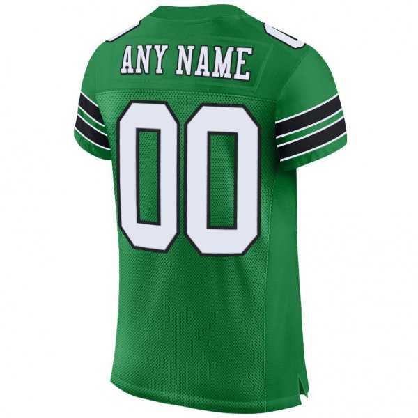 Men's Custom Kelly Green White-Black Mesh Authentic Football Jersey