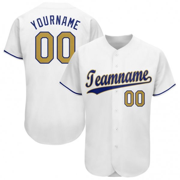 Men's Custom White Old Gold-Royal Baseball Jersey