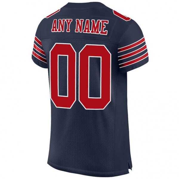 Kid's Custom Navy Red-White Mesh Authentic Football Jersey