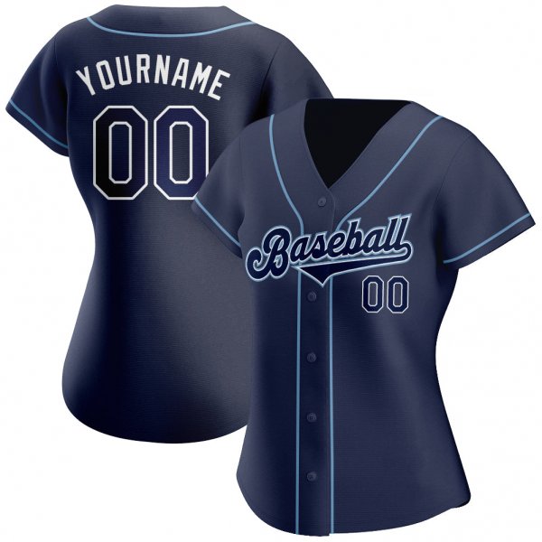 Women's Custom Navy Navy-Powder Blue Authentic Baseball Jersey