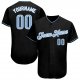 Preschool Custom Black Light Blue-White Authentic Baseball Jersey