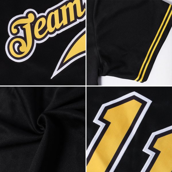 Preschool Custom Black Old Gold-White Authentic Baseball Jersey