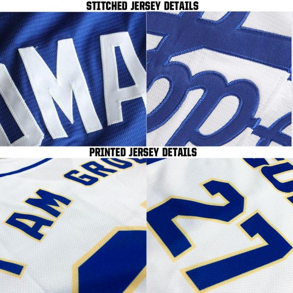 Women's Custom White Old Gold-Royal Baseball Jersey