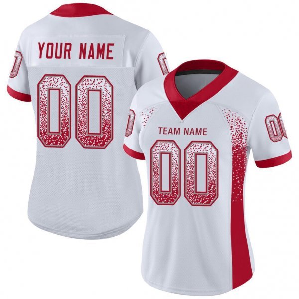 Men's Custom White Red-Gray Mesh Drift Fashion Football Jersey