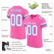 Kid's Custom Pink White-Powder Blue Mesh Authentic Football Jersey