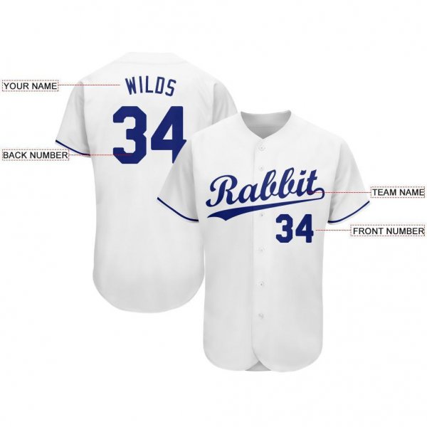 Men's Custom White Royal Baseball Jersey