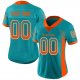 Women's Custom Aqua Orange-White Mesh Drift Fashion Football Jersey