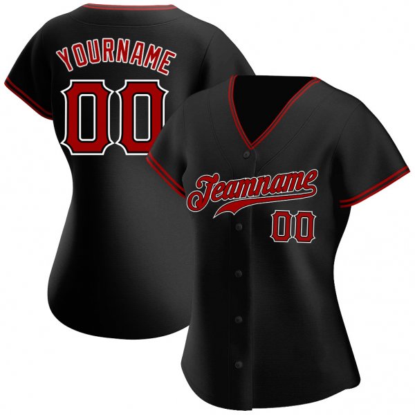 Preschool Custom Black Red-White Authentic Baseball Jersey