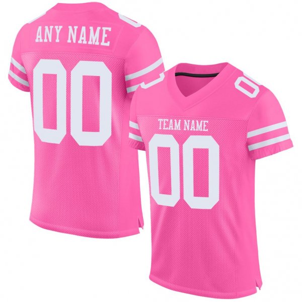 Women's Custom Pink White Mesh Authentic Football Jersey