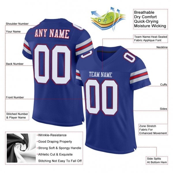 Preschool Custom Royal White-Red Mesh Authentic Football Jersey