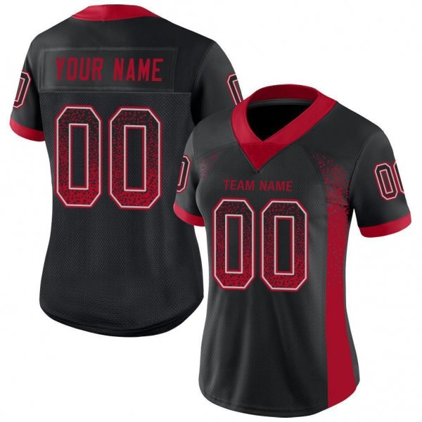 Men's Custom Black Red-Gray Mesh Drift Fashion Football Jersey