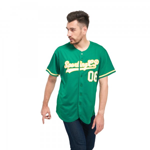 Men's Custom Kelly Green White-Gold Baseball Jersey