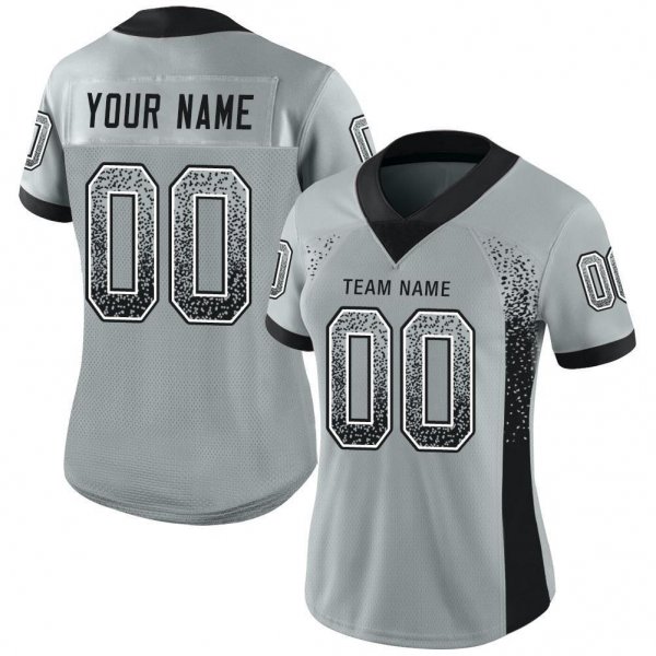 Men's Custom Silver Black-White Mesh Drift Fashion Football Jersey