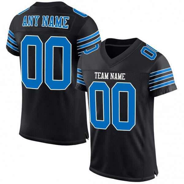 Men's Custom Black Panther Blue-White Mesh Authentic Football Jersey