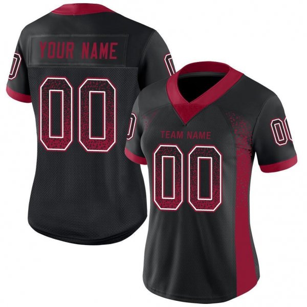 Women's Custom Black Cardinal-White Mesh Drift Fashion Football Jersey