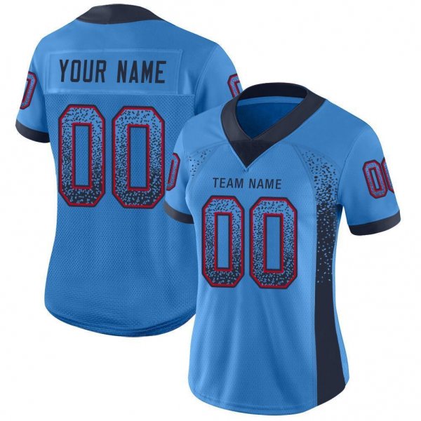 Men's Custom Powder Blue Navy-Red Mesh Drift Fashion Football Jersey