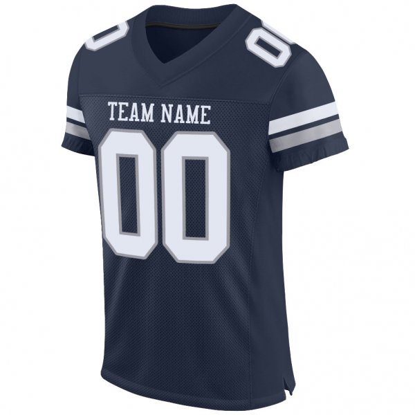 Kid's Custom Navy White-Light Gray Mesh Authentic Football Jersey