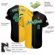 Preschool Custom Black Kelly Green-Gold Authentic Split Fashion Baseball Jersey