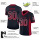 Women's Custom Navy Red-White Mesh Drift Fashion Football Jersey