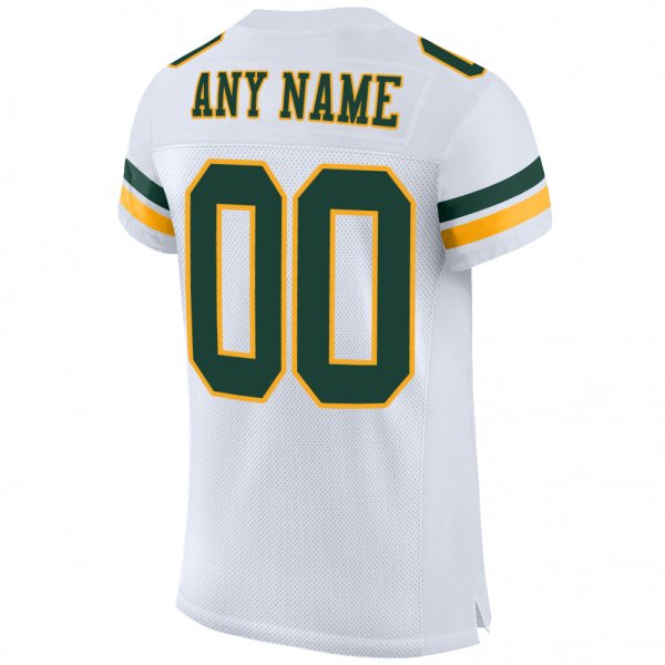 Women's Custom White Green-Gold Mesh Authentic Football Jersey