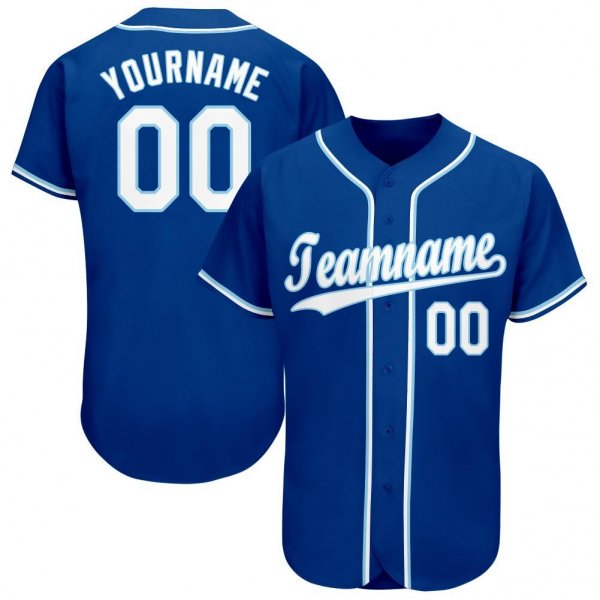 Youth Custom Royal White-Light Blue Baseball Jersey