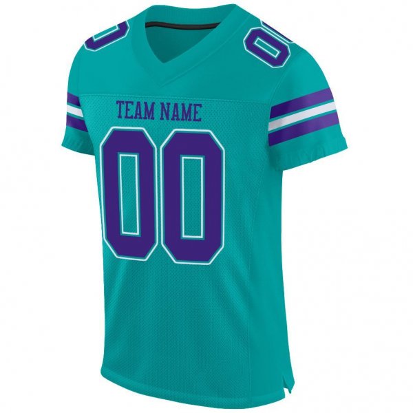 Women's Custom Aqua Purple-White Mesh Authentic Football Jersey