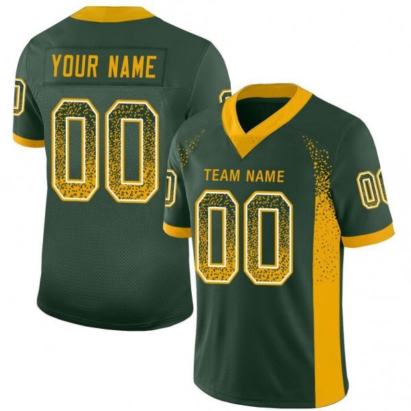 Men's Custom Green Gold-White Mesh Drift Fashion Football Jersey