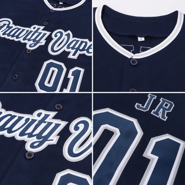 Men's Custom Navy Navy-Gray Authentic Baseball Jersey