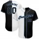 Kid's Custom White-Black Light Blue Authentic Split Fashion Baseball Jersey