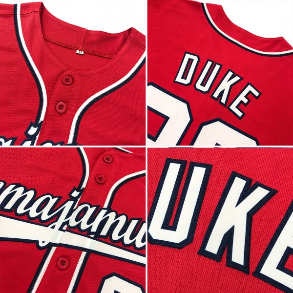 Women's Custom Red White-Black Authentic Baseball Jersey