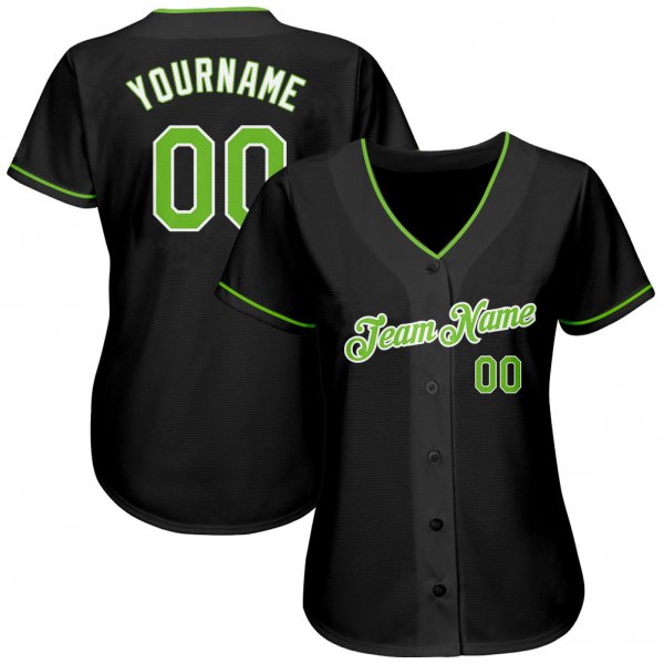 Preschool Custom Black Neon Green-White Authentic Baseball Jersey