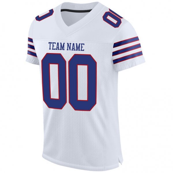 Kid's Custom White Royal-Red Mesh Authentic Football Jersey