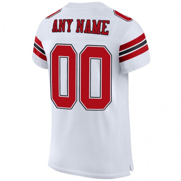 Women's Custom White Red-Black Mesh Authentic Football Jersey