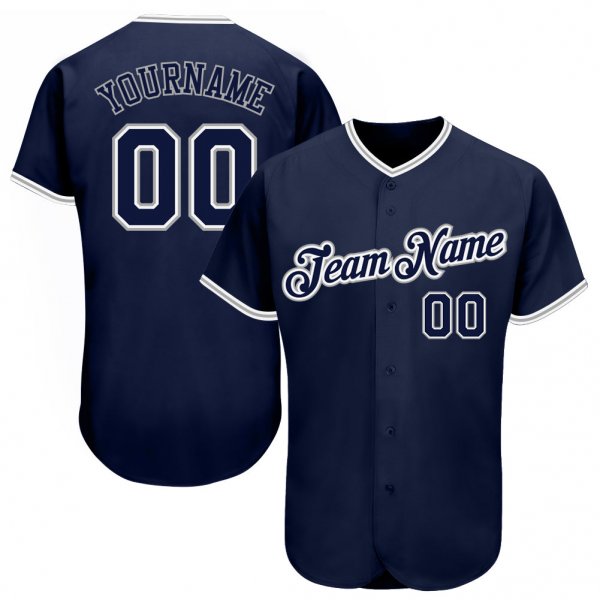 Kid's Custom Navy Navy-Gray Authentic Baseball Jersey