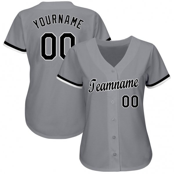 Youth Custom Gray Black-White Baseball Jersey