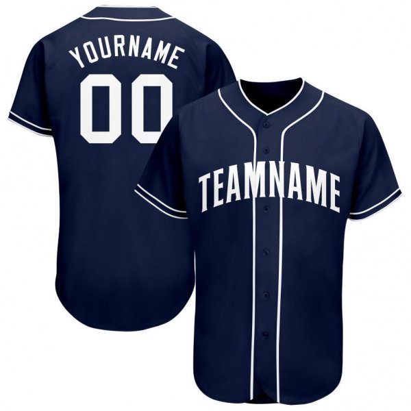 Men's Custom Navy White Baseball Jersey