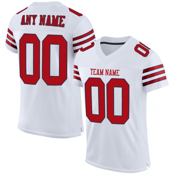 Women's Custom White Red-Navy Mesh Authentic Football Jersey